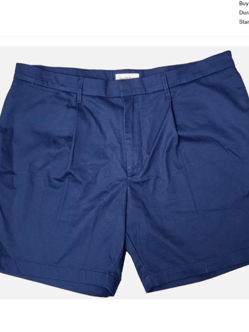 Goodfellow & Co Men’s Size 38 Navy Blue Pleated Cotton Stretch Chino Shorts